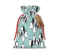 pvinnk Bolsas de regalo con estampado de pingüinos lindos con cordón de Navidad, bolsas de envoltura de Navidad, lazos de cinta, etiquetas, bolsa de fiesta de Navidad