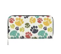 pvinnk Bonita cartera de mano de piel con estampado de huellas de perro, elegante, para mujer, grande, casual, lista para viajar, Negro -, Talla única, Arte