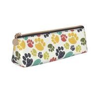 pvinnk Bonito estuche con estampado de huellas de perro, elegante y práctico, estuche triangular de gran capacidad con cremallera