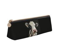 pvinnk Bonito estuche con estampado de vaca, elegante y práctico, estuche triangular de gran capacidad con cremallera