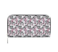 pvinnk Cartera de mano de cuero elegante con estampado de calavera floral para mujer, cartera grande e informal, lista para viajar, Negro -, Talla única, Arte
