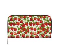 pvinnk Cartera de mano de cuero elegante con estampado de fresas para mujer, con capacidad grande, casual, lista para viajar, Negro -, Talla única, Arte