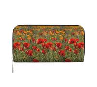 pvinnk Cartera de mano de piel elegante con estampado de flores de amapola, para mujer, grande, casual, lista para viajar, Negro -, Talla única, Arte