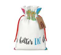 pvinnk Chanclas de caligrafía para zapatos de playa, bolsas de regalo con cordón de Navidad, bolsas de envoltura de Navidad, lazos de cinta, etiquetas, bolsa de fiesta de Navidad