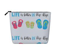 pvinnk Chanclas de caligrafía, zapatos de playa, bolsa de maquillaje de una sola capa, organizador de cosméticos de viaje, gran capacidad, con cremallera, Negro -, Talla única