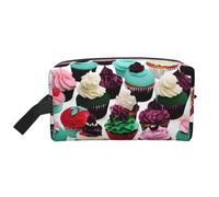 pvinnk Delicious Cupcakes - Bolsa de maquillaje portátil con asas de gran capacidad, Blanco, Talla única