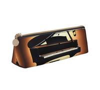 pvinnk Estuche con diseño de piano, violín y notas musicales, elegante y práctico, estuche triangular de gran capacidad con cremallera