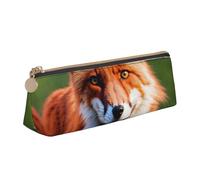 pvinnk Fox Print - Estuche elegante y práctico para lápices triangular de gran capacidad con cremallera
