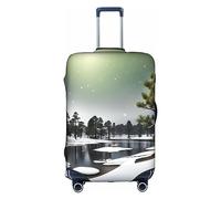 Pvinnk Funda protectora de equipaje con estampado de árbol de aguja de pino, elástica, lavable, protector de equipaje de viaje, Blanco, S