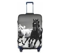 Pvinnk Funda protectora elástica lavable para equipaje, diseño de caballos en blanco y negro, protector de equipaje de viaje, Blanco, M