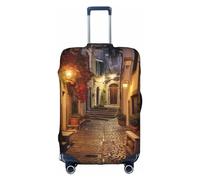 Pvinnk Funda protectora para equipaje, elástica, lavable, con estampado de calle vieja italiana, protector de equipaje de viaje, Blanco, S