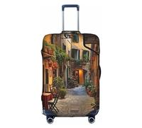 Pvinnk Funda protectora para equipaje, elástica, lavable, con estampado de calle vieja italiana, protector de equipaje de viaje, Blanco, L
