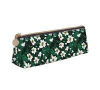 pvinnk Hunter Green Floral Petals Pattern Print Elegante y práctico estuche triangular de gran capacidad con cremallera