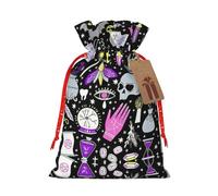 pvinnk Magic Witch Witchcraft Bohemian Drawing Print Bolsas de regalo con cordón de Navidad Bolsas de envoltura de Navidad Cintas de lazo Etiquetas Bolsa de fiesta de Navidad