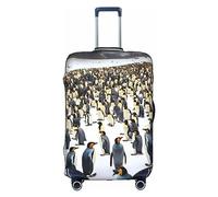 Pvinnk Penguins in the Snow - Funda protectora para equipaje, elástica, lavable, protector de equipaje de viaje, Blanco, L