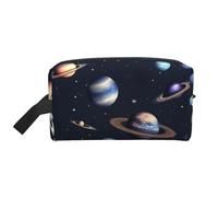 pvinnk Planet Stars and Milky Way - Neceser portátil con estampado de galaxias y galaxias de viaje con asas de gran capacidad, Blanco, Talla única