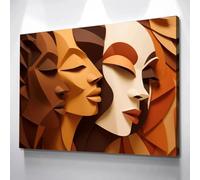 PVPQPR Arte mural afroamericano,lienzo africano,pinturas vintage con rostros de mujeres del Mes de la Historia Negra,con marco,listo para colgar (30 x 40 cm (12 x 16 pulgadas) / con marco)