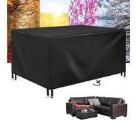 PVPQPR Funda para Muebles de Jardín Exterior 135x90x75cm(LxWxH) 600D Oxford Rectangular Cubre Mueble Jardin Funda Impermeable Anti-UV Resitente al Polvo para Muebles de Exterior Rectangular- Negro