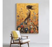 PVPQPR Gustav Klimt - La joven del vestido dorado,lienzo para pared,para sala de estar,dormitorio,decoración del hogar (50 x 71 cm,sin marco)