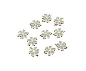PVUVTNAHW 10 Uds 17mm Jade VERDE claro Aqua cristal pavé flor chapado en oro conector de bisel collar de perlas colgante joyería DIY