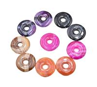 PVUVTNAHW 10 Uds. 30mm Piedra Natural mezcla de rayas fruta Donut joyería colgante cuentas producción