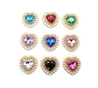 PVUVTNAHW 10 Uds. Botones decorativos de aleación en forma de corazón de 27mm DIY adorno chapado en oro accesorios de falda de ropa(Mix Color)