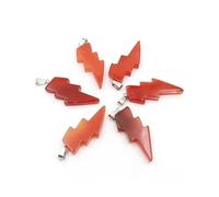 PVUVTNAHW 10 Uds. Colgante de relámpago de piedra Natural, cristal de cuarzo curativo Reiki, cuentas de energía de Chakra, joyería espiritual hecha a mano DIY(Red agate)