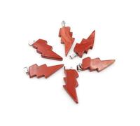 PVUVTNAHW 10 Uds. Colgante de relámpago de piedra Natural, cristal de cuarzo curativo Reiki, cuentas de energía de Chakra, joyería espiritual hecha a mano DIY(Red stone)
