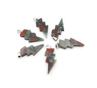 PVUVTNAHW 10 Uds. Colgante de relámpago de piedra Natural, cristal de cuarzo curativo Reiki, cuentas de energía de Chakra, joyería espiritual hecha a mano DIY(Blood jade)