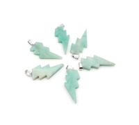 PVUVTNAHW 10 Uds. Colgante de relámpago de piedra Natural, cristal de cuarzo curativo Reiki, cuentas de energía de Chakra, joyería espiritual hecha a mano DIY(Cyan)