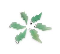 PVUVTNAHW 10 Uds. Colgante de relámpago de piedra Natural, cristal de cuarzo curativo Reiki, cuentas de energía de Chakra, joyería espiritual hecha a mano DIY(Green aventurine)
