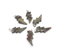 PVUVTNAHW 10 Uds. Colgante de relámpago de piedra Natural, cristal de cuarzo curativo Reiki, cuentas de energía de Chakra, joyería espiritual hecha a mano DIY(Dragon blood)