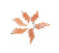 PVUVTNAHW 10 Uds. Colgante de relámpago de piedra Natural, cristal de cuarzo curativo Reiki, cuentas de energía de Chakra, joyería espiritual hecha a mano DIY(Yellow jade)