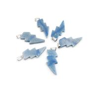 PVUVTNAHW 10 Uds. Colgante de relámpago de piedra Natural, cristal de cuarzo curativo Reiki, cuentas de energía de Chakra, joyería espiritual hecha a mano DIY(Aquamarine)