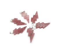 PVUVTNAHW 10 Uds. Colgante de relámpago de piedra Natural, cristal de cuarzo curativo Reiki, cuentas de energía de Chakra, joyería espiritual hecha a mano DIY(Strawberry)