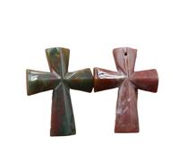 PVUVTNAHW 10 Uds. Colgantes de Cruz de cuarzo rosa con piedra de ojo de tigre Natural, collares que se ajustan a la fabricación de joyas(India agate)