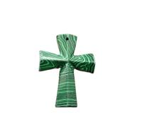 PVUVTNAHW 10 Uds. Colgantes de Cruz de cuarzo rosa con piedra de ojo de tigre Natural, collares que se ajustan a la fabricación de joyas(Malachite)