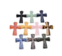 PVUVTNAHW 10 Uds. Colgantes de Cruz de cuarzo rosa con piedra de ojo de tigre Natural, collares que se ajustan a la fabricación de joyas(Mix color)