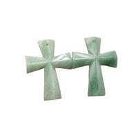 PVUVTNAHW 10 Uds. Colgantes de Cruz de cuarzo rosa con piedra de ojo de tigre Natural, collares que se ajustan a la fabricación de joyas(Green aventurine)