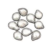 PVUVTNAHW 10 Uds. Moneda blanca cultivada en agua dulce perla Keshi CZ cuentas pavimentadas hallazgos sueltos for collar de mujer DIY