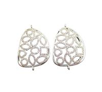 PVUVTNAHW 2 uds 20x30mm chapado en oro blanco Zirconia cúbica Micro pavé corazón conector collar pulsera colgante joyería DIY