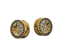 PVUVTNAHW 2 uds 316 medidores de oreja de acero inoxidable ensanchador tapones de runas vikingas túneles pendientes Piercing expansores joyería del cuerpo(Gold,8mm)