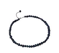 PVUVTNAHW 5-6mm Natural Baroque Freshwater Pearl Necklace Fashion Jewelry 925 Sterling Silver Choker For Women Gift(Nero,42cm)
