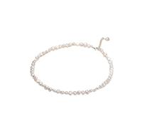 PVUVTNAHW 5-6mm Natural Baroque Freshwater Pearl Necklace Fashion Jewelry 925 Sterling Silver Choker For Women Gift(White,50cm)
