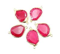 PVUVTNAHW 5 uds 20x32mm ágatas rosas naturales pepita chapada en oro gemas reales colgante conector for joyería DIY