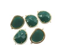 PVUVTNAHW 5 uds. Conector de circonita cúbica de cristal verde, anillo doble, hallazgo de joyería