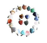 PVUVTNAHW 50 Uds. Colgantes de dijes de corazón de mezcla de piedra Natural de 16mm for fabricación de accesorios de joyería(Mix color)