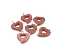 PVUVTNAHW 6 uds. De dijes colgantes de corazón de piedras preciosas de cristal Natural, fabricación de joyas DIY, collar, gargantilla, energía curativa romántica(Gold sand)