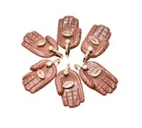 PVUVTNAHW 6 uds piedra Natural tallada amatistas cuarzo rosa forma de palma colgantes aptos for fabricación de joyas(Gold sand stone)