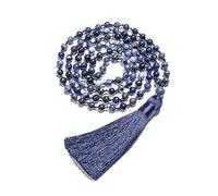 PVUVTNAHW 6mm sodalita Natural con Cuentas anudadas 108 Mala Collar meditación Yoga oración Boho Borla joyería